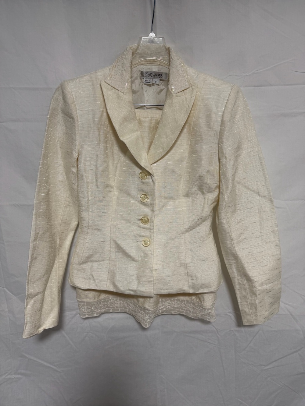 Kay Unger Ivory Sparkle Button-Front Jacket